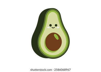 Cute Smiling Avocado Illustration Art