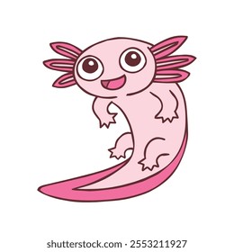 Cute Smiling Axolotl Cartoon Character