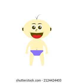 Cute Smiling Baby Cartoon Character. Editable Vector