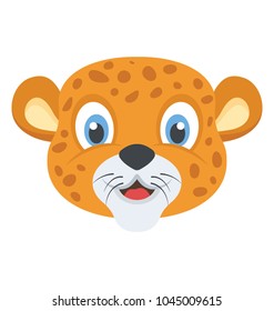A cute smiling baby leopard head