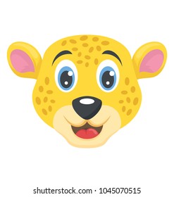 A cute smiling baby leopard head