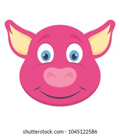 A cute smiling baby pig face, wild animal 