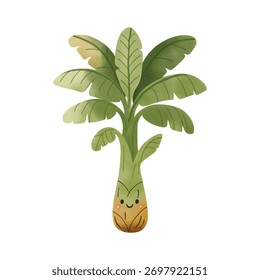 Cute Smiling Banana Tree Character