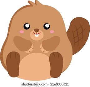 Cute smiling beaver vector animal