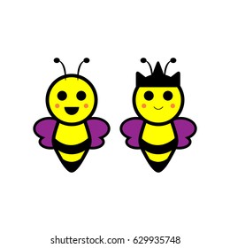cute smiling bee with purple wing 