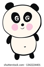 Cute smiling black and white panda vector illustration on white background 