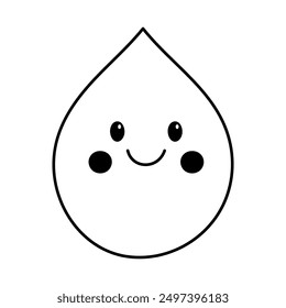 Gota de agua azul sonriente linda. Símbolo de agua limpia. Ilustración vectorial.