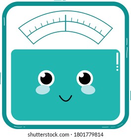 Cute smiling body scale, vector, illustrator, image, card design, flyer, cartoon, icon, weight, fitness