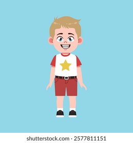 Cute Smiling Boy with Blonde Hair cartoon