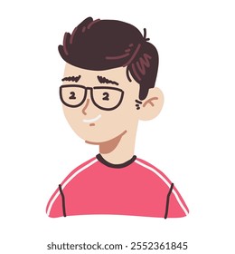 Cute Smiling Boy Cartoon Flat Illustration
