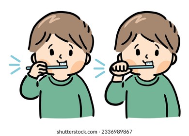 Cute smiling boy with a toothbrush.