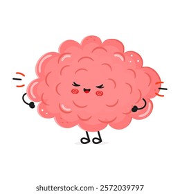 Cute smiling Brain cartoon character on white background