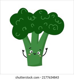 Cute Smiling Broccoli Vector Flat Cartoon Stock Vector (Royalty Free ...