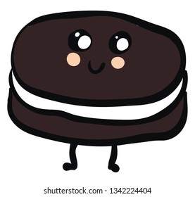 Cute smiling brown and white oreo vector illustration on white background 