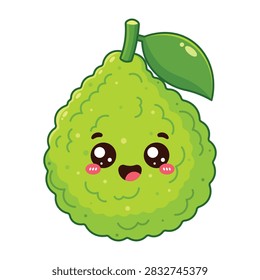 Cute Smiling Bumpy Thai Bergamot Fruit Character Icon
