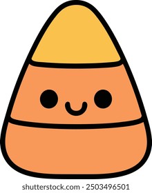 Ilustración vectorial gráfica de Halloween del maíz del caramelo sonriente lindo,