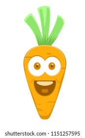 Cute smiling carrot character. Vector illustration