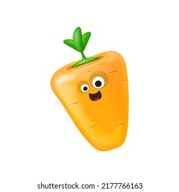 Cute smiling carrot isolated on white background. Funky Emoji carrot. Smile vegetable sticker with emotions.