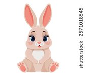 Cute smiling cartoon bunny white isolated background. Vector rabbit character. Easter bunny. Baby bunny mascot