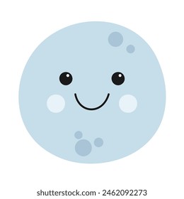 Cute smiling cartoon character of Moon. Vector illustration