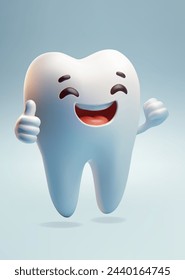 Cute smiling cartoon character tooth