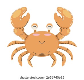 Cute Smiling Cartoon Crab Character in a Colorful Illustration	
