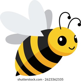 Cute Smiling Cartoon Flying Bee
