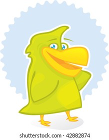 Cute smiling cartoon parrot