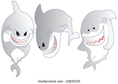 Cute and smiling cartoon shark