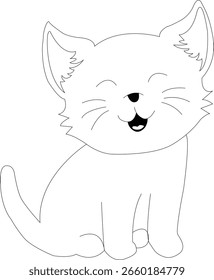 Cute Smiling Katze Färbung Seite