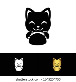 Cute Smiling Cat face Logo vector Template