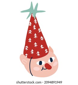 Personaje sonriente lindo en cono de cumpleaños, evento festivo niños saludo ilustración vectorial de fiesta