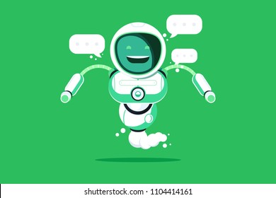 Cute smiling chat bot illustration in green