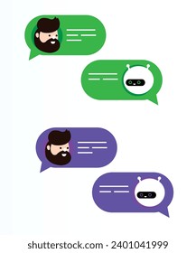 Cute smiling chat bot is written set of vector 