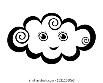 Cute Smiling Cloud. Funny kawaii character. Vector Illustration