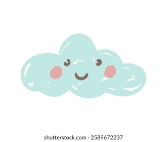 Cute smiling cloud illustration with pastel colors and a minimalist style vector illustration