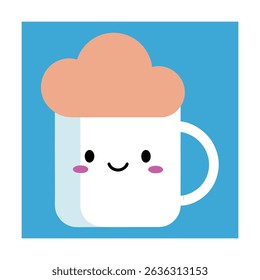 Cute Smiling Cloud on Porcelain Mug Illustration