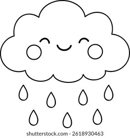 A Cute smiling cloud with raindrops, perfect for rainy day theme