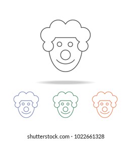 Cute smiling clown icon. Element of a party multi colored icon for mobile concept and web apps. Thin line icon for website design and development, app development. Premium icon on white background
