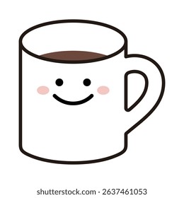 Cute Smiling Coffee Mug Vector Illustration