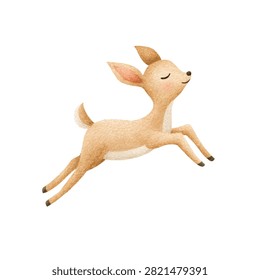 Cute smiling deer toy running freely