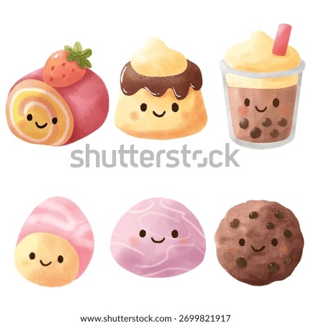 Cute Smiling Dessert Sweets Set