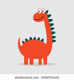 Cute smiling dinosaur isolated on grey background