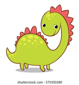 Cute smiling dinosaur on a white background. Vector illustration of the ancient animals in the children's style.