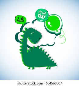 Cute smiling dinosaur on a white background. Vector illustration of the ancient animals in the children's style.