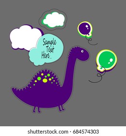 Cute smiling dinosaur on a white background. Vector illustration of the ancient animals in the children's style.