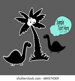 Cute smiling dinosaur on a white background. Vector illustration of the ancient animals in the children's style.