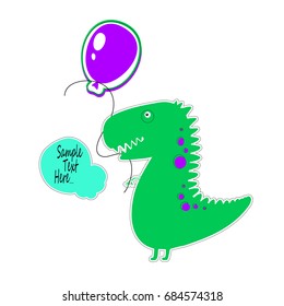 Cute smiling dinosaur on a white background. Vector illustration of the ancient animals in the children's style.