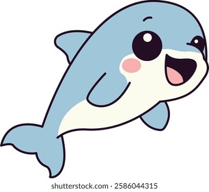 Cute Smiling Dolphin Jumping Illustration