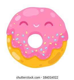 cute smiling donut. cartoon food illustration